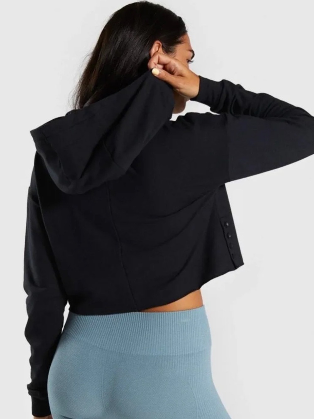 Gymshark Black Power Down Cropped Hoodie Size Small - Picture 2 of 5